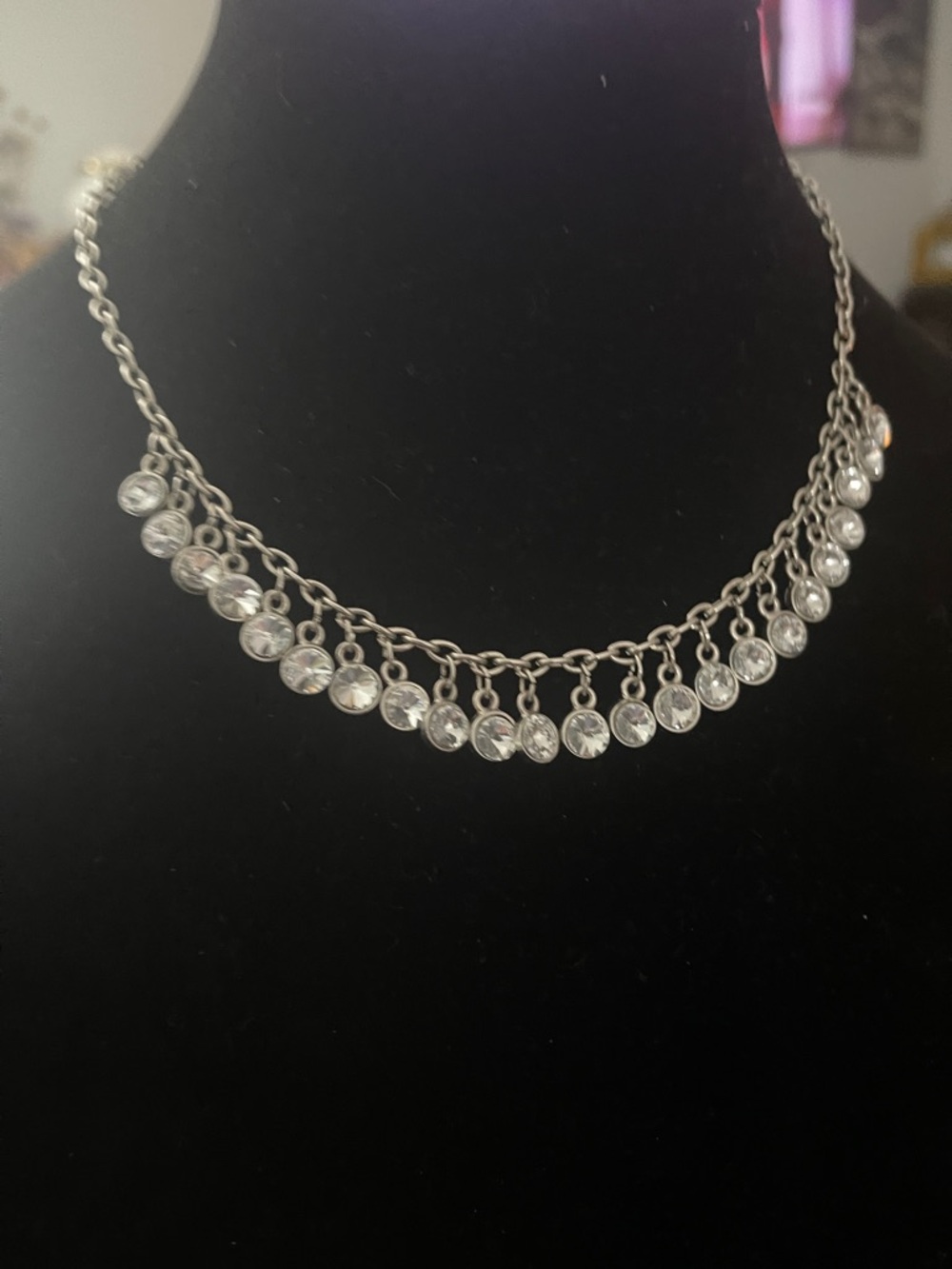 Silver Crystal Drop Necklace - Women Jewelry